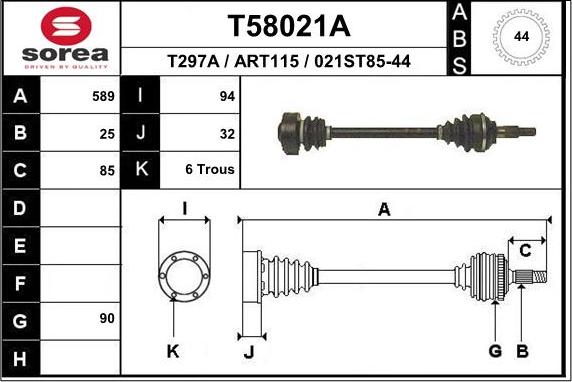 EAI T58021A - Arbre de transmission droxauto.com