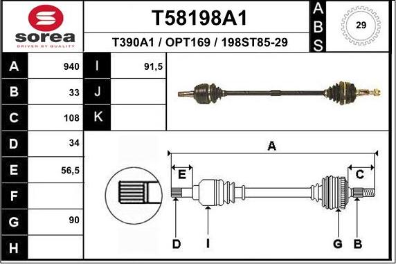 EAI T58198A1 - Arbre de transmission droxauto.com