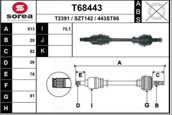 EAI T68443 - Arbre de transmission droxauto.com