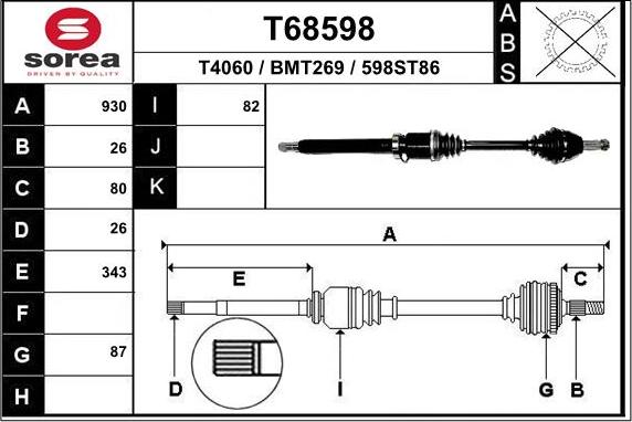 EAI T68598 - Arbre de transmission droxauto.com
