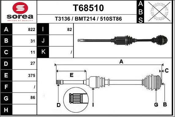 EAI T68510 - Arbre de transmission droxauto.com