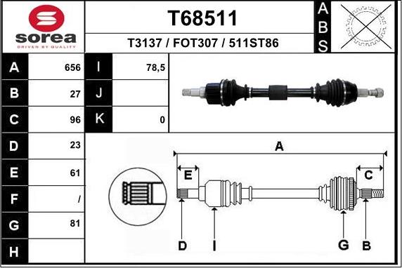 EAI T68511 - Arbre de transmission droxauto.com
