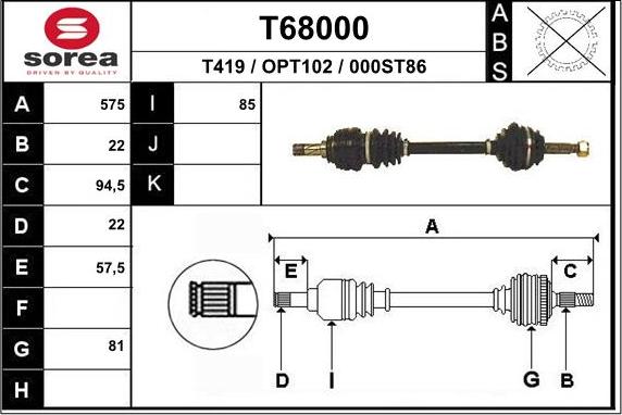 EAI T68000 - Arbre de transmission droxauto.com