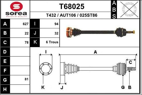 EAI T68025 - Arbre de transmission droxauto.com