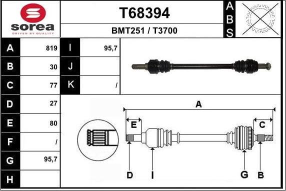EAI T68394 - Arbre de transmission droxauto.com