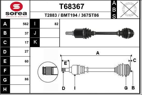 EAI T68367 - Arbre de transmission droxauto.com