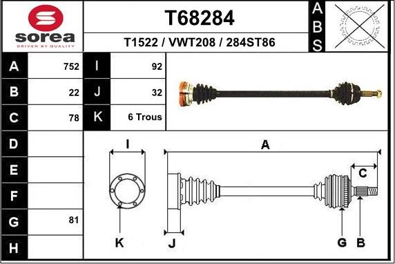 EAI T68284 - Arbre de transmission droxauto.com