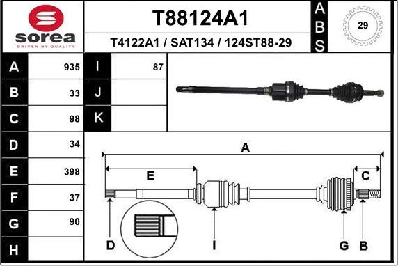 EAI T88124A1 - Arbre de transmission droxauto.com