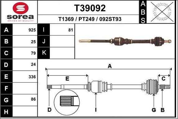 EAI T39092 - Arbre de transmission droxauto.com
