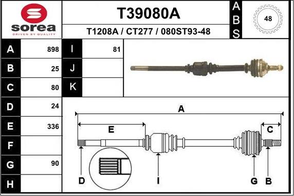 EAI T39080A - Arbre de transmission droxauto.com