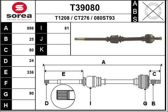 EAI T39080 - Arbre de transmission droxauto.com