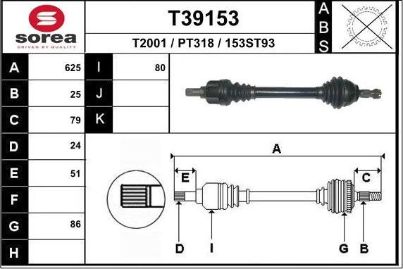 EAI T39153 - Arbre de transmission droxauto.com