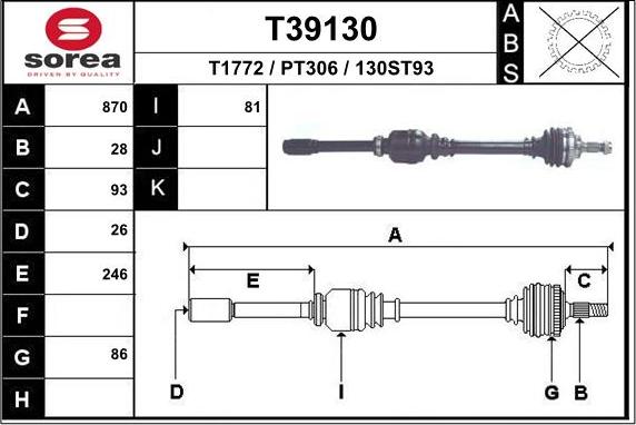 EAI T39130 - Arbre de transmission droxauto.com
