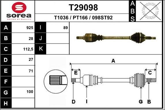 EAI T29098 - Arbre de transmission droxauto.com