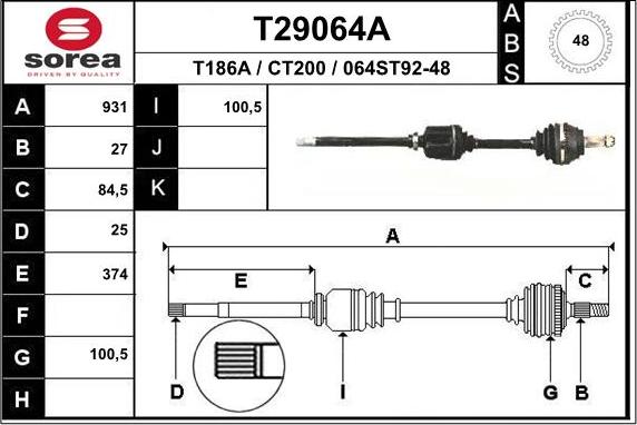 EAI T29064A - Arbre de transmission droxauto.com