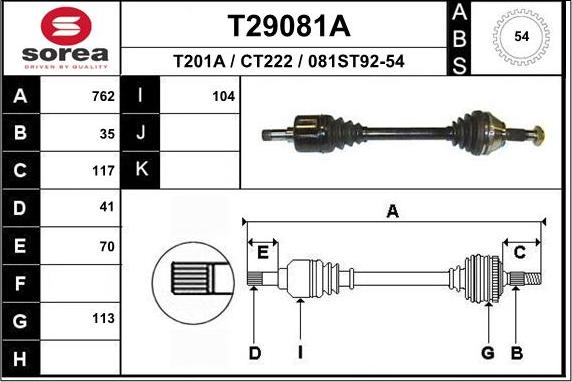 EAI T29081A - Arbre de transmission droxauto.com