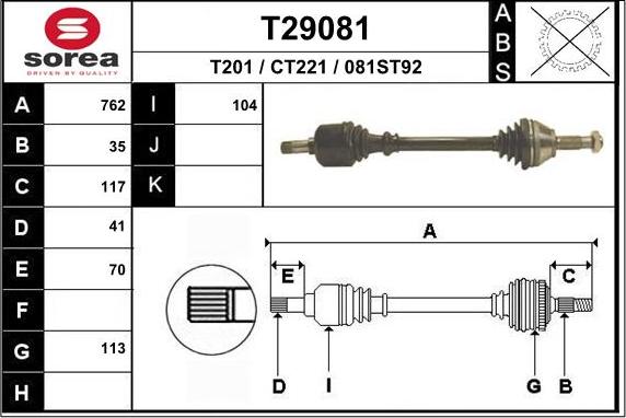 EAI T29081 - Arbre de transmission droxauto.com