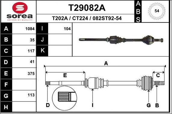 EAI T29082A - Arbre de transmission droxauto.com
