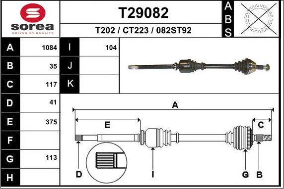 EAI T29082 - Arbre de transmission droxauto.com