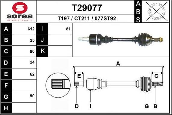 EAI T29077 - Arbre de transmission droxauto.com