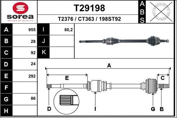 EAI T29198 - Arbre de transmission droxauto.com