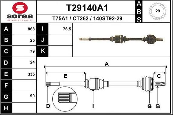 EAI T29140A1 - Arbre de transmission droxauto.com