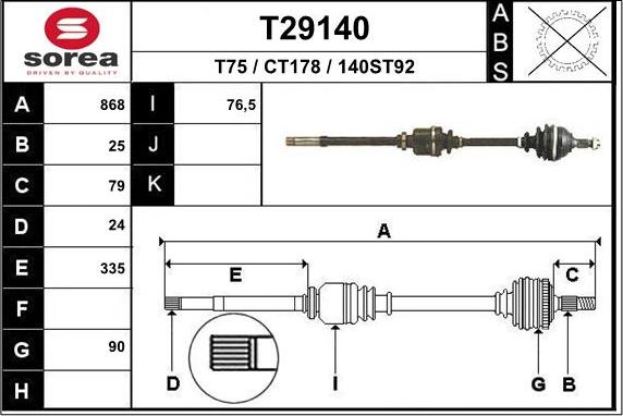 EAI T29140 - Arbre de transmission droxauto.com