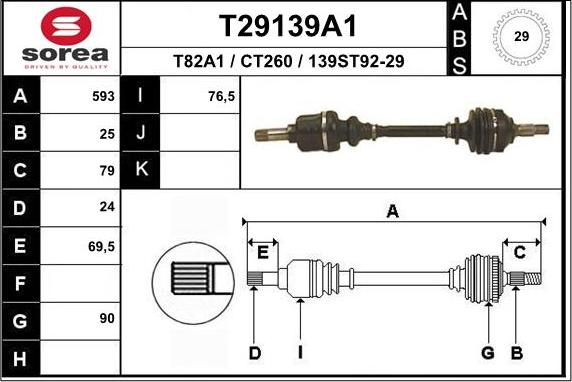 EAI T29139A1 - Arbre de transmission droxauto.com