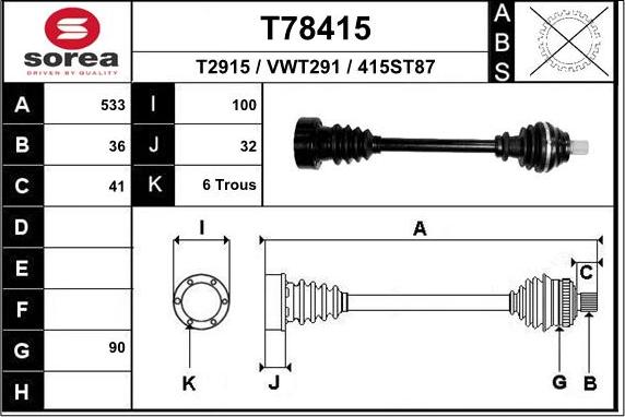 EAI T78415 - Arbre de transmission droxauto.com