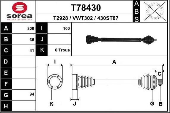 EAI T78430 - Arbre de transmission droxauto.com
