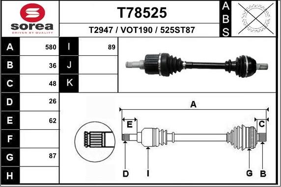EAI T78525 - Arbre de transmission droxauto.com