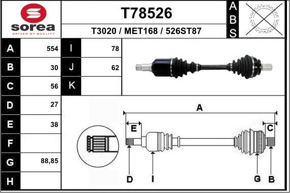 EAI T78526 - Arbre de transmission droxauto.com