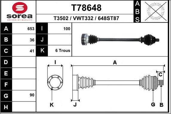 EAI T78648 - Arbre de transmission droxauto.com