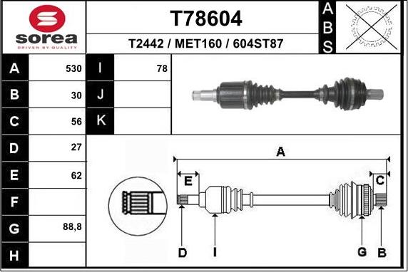 EAI T78604 - Arbre de transmission droxauto.com