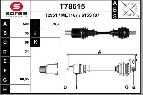 EAI T78615 - Arbre de transmission droxauto.com