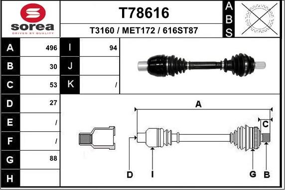 EAI T78616 - Arbre de transmission droxauto.com