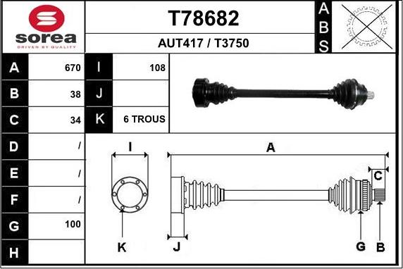 EAI T78682 - Arbre de transmission droxauto.com