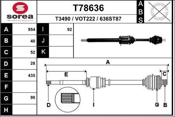 EAI T78636 - Arbre de transmission droxauto.com