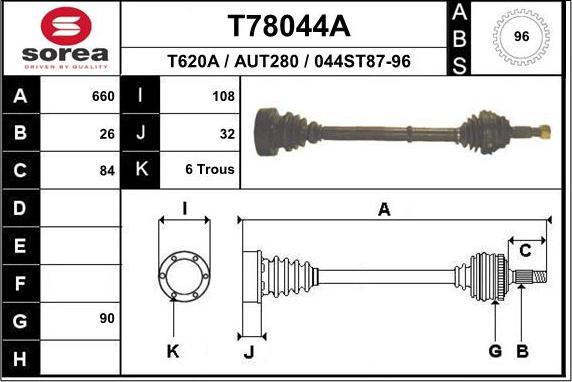 EAI T78044A - Arbre de transmission droxauto.com