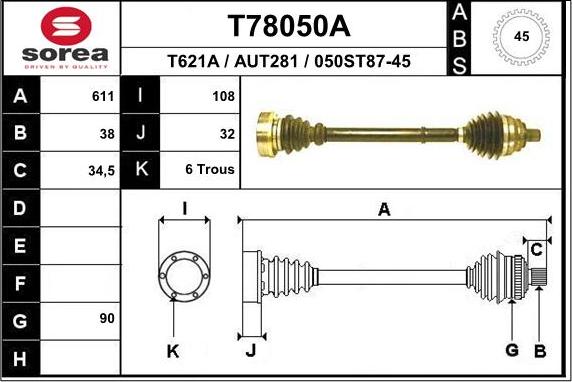 EAI T78050A - Arbre de transmission droxauto.com