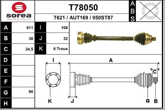 EAI T78050 - Arbre de transmission droxauto.com