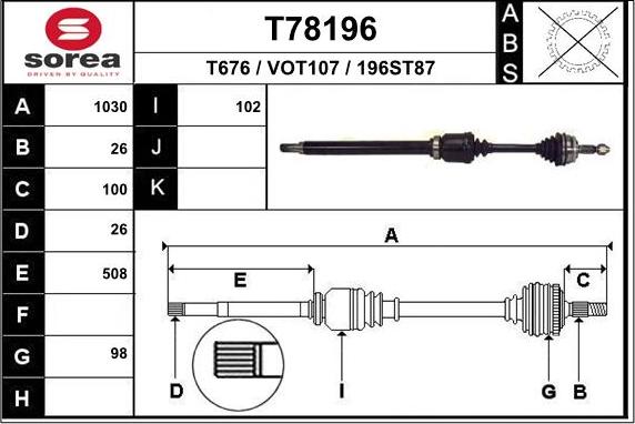 EAI T78196 - Arbre de transmission droxauto.com