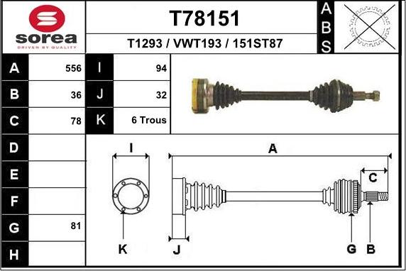 EAI T78151 - Arbre de transmission droxauto.com