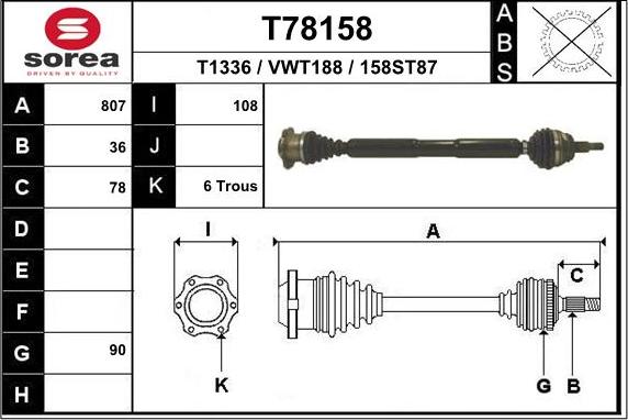 EAI T78158 - Arbre de transmission droxauto.com
