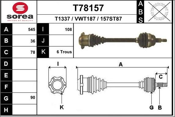 EAI T78157 - Arbre de transmission droxauto.com