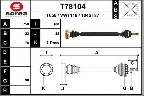 EAI T78104 - Arbre de transmission droxauto.com