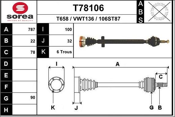 EAI T78106 - Arbre de transmission droxauto.com