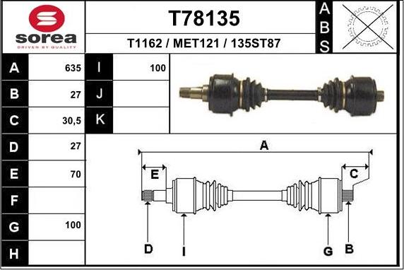 EAI T78135 - Arbre de transmission droxauto.com