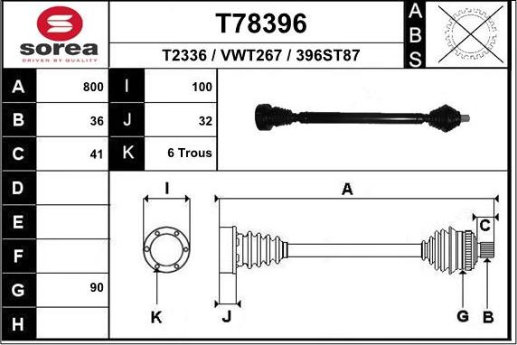 EAI T78396 - Arbre de transmission droxauto.com
