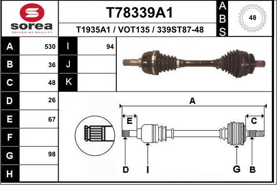 EAI T78339A1 - Arbre de transmission droxauto.com